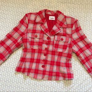 70s Red Plaid Blazer Jacket